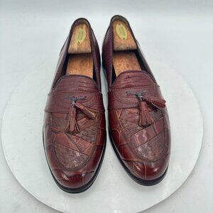 Stacy Adams Men Size 7.5M Brown Snakeskin Leather Tassel Loafer Dress Shoes